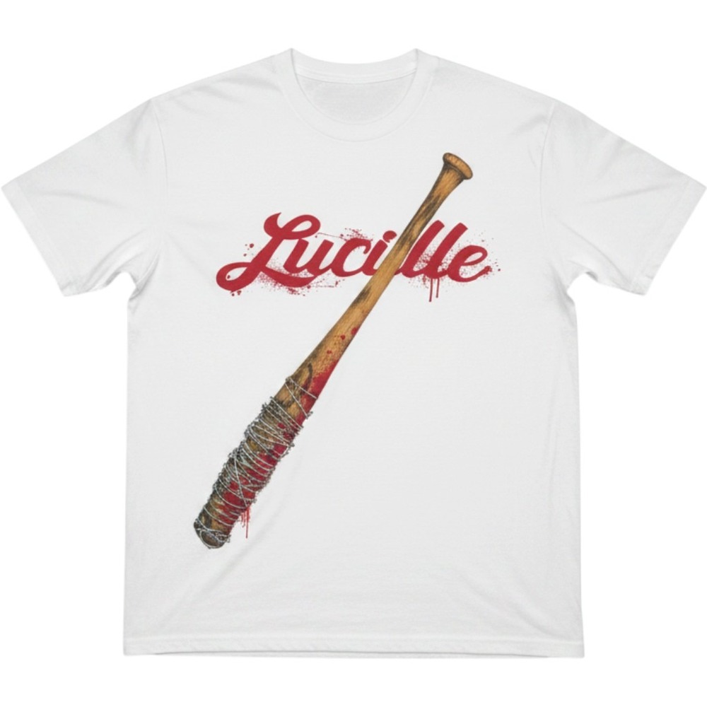 The Walking Dead Lucille Graphic Tee Mens Large White  AMC Series Bat Horror